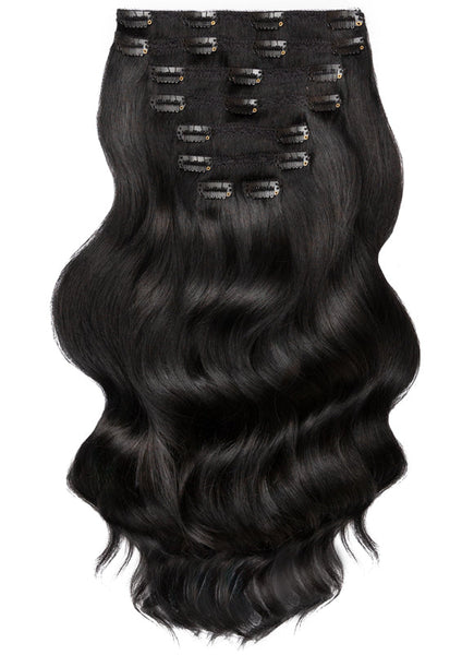 16 Inch Deluxe Clip in Hair Extensions #1 Jet Black