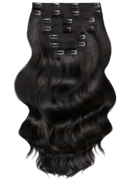 16 Inch Full Volume Clip in Hair Extensions #1 Jet Black