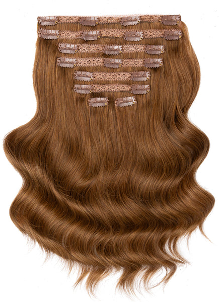 16 Inch Full Volume Clip in Hair Extensions #4 Medium Brown