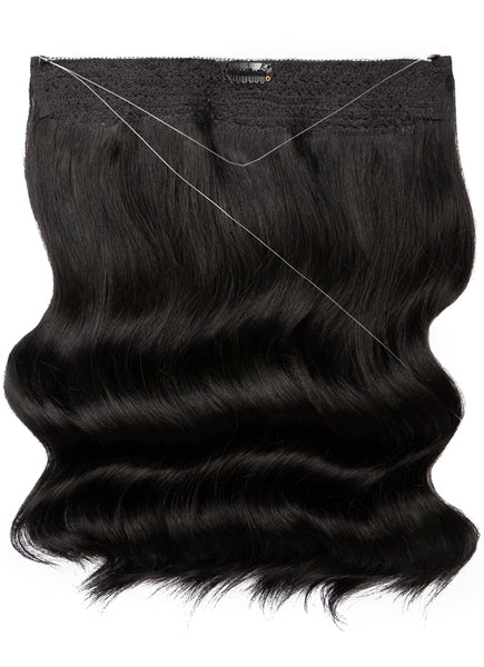 16 Inch Invisible Wire Hair Extensions #1 Jet Black