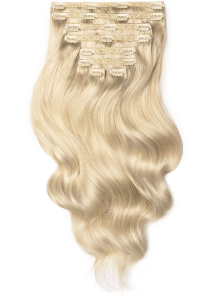 20 Inch Deluxe Clip in Hair Extensions #60W Platinum Blonde