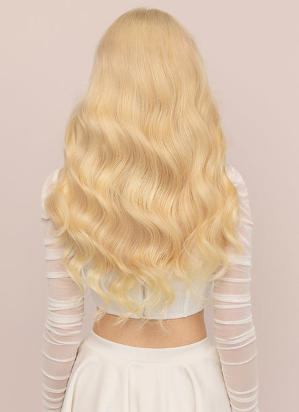 20 Inch Full Volume Clip in Hair Extensions #613 Bleached Blonde