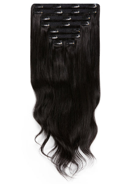 24 Zoll Ultimate Volume Clip in Hair Extensions #1B Natural Black