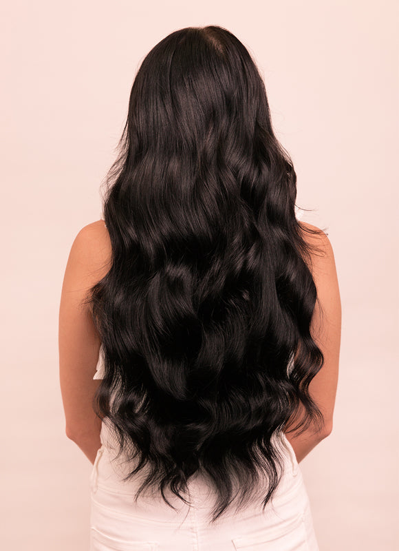 24 inch Deluxe Clip in Hair Extensions 1 Jet Black